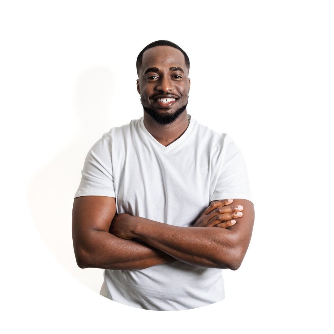 Smiling man, black man, portrait, white shirt