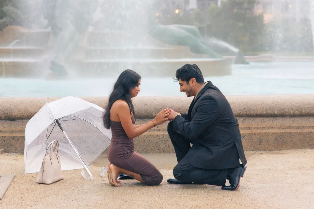 Philadelphia couple proposing at Logan Square.