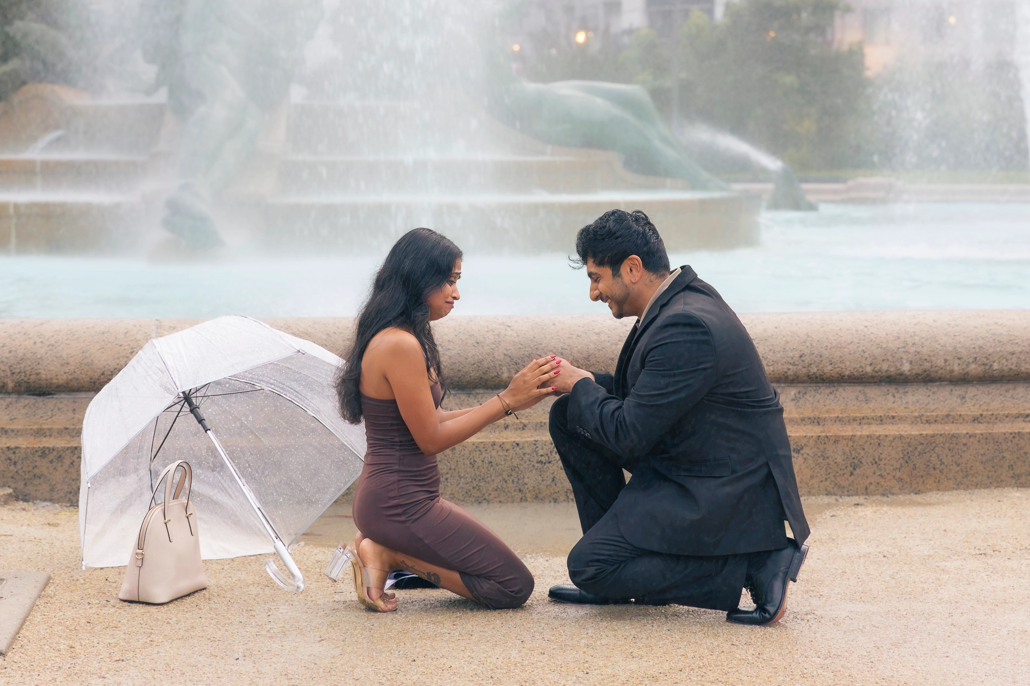 Philadelphia couple proposing at Logan Square.
